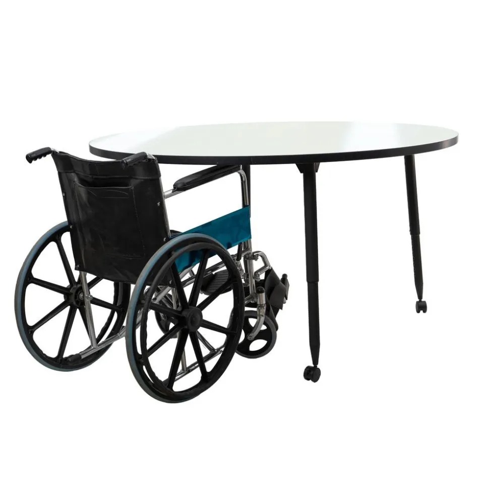 Adapte 60" Round Dry-Erase Activity Table with Adjustable Tapered Legs - Whiteboard/Black