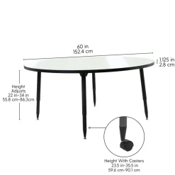 Adapte 60" Round Dry-Erase Activity Table with Adjustable Tapered Legs - Whiteboard/Black