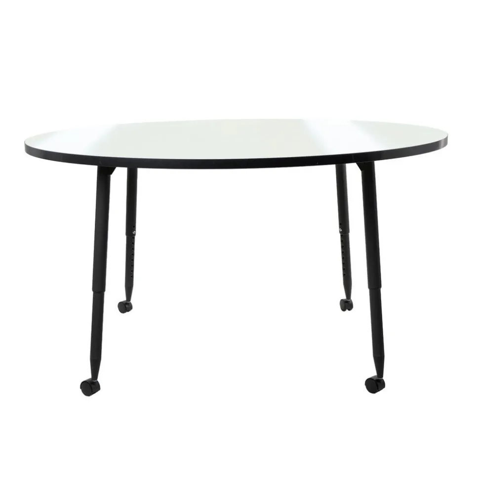 Adapte 60" Round Dry-Erase Activity Table with Adjustable Tapered Legs - Whiteboard/Black