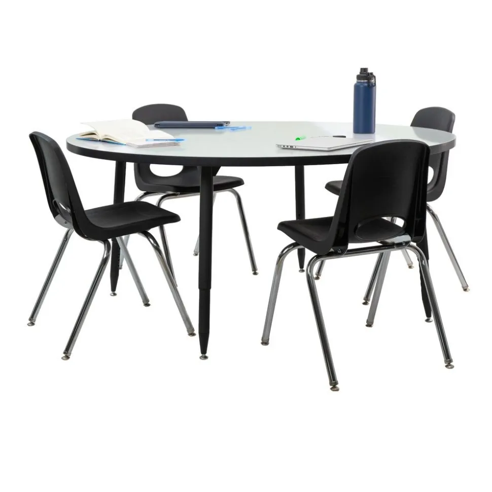 Adapte 60" Round Dry-Erase Activity Table with Adjustable Tapered Legs - Whiteboard/Black