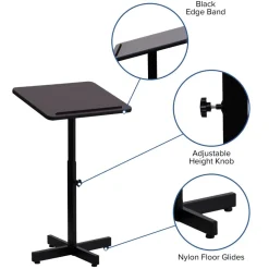 Adjustable Height Mahogany Metal Lectern