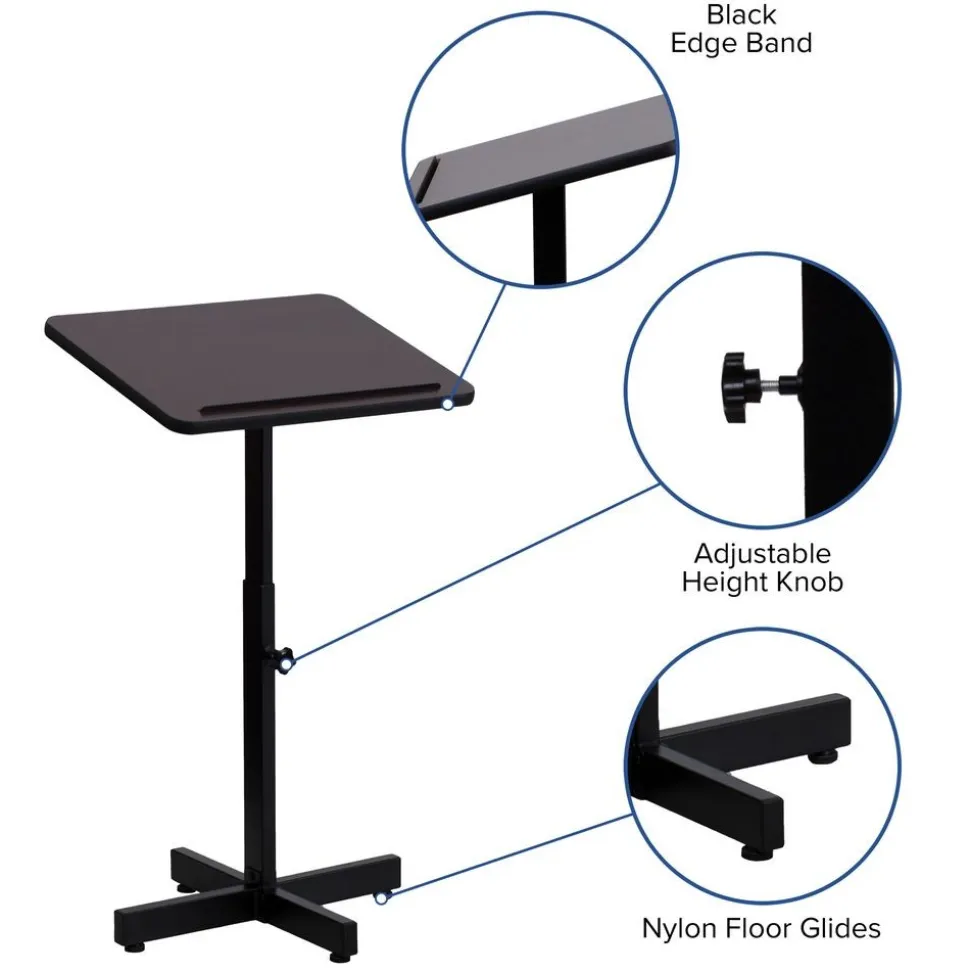 Adjustable Height Mahogany Metal Lectern