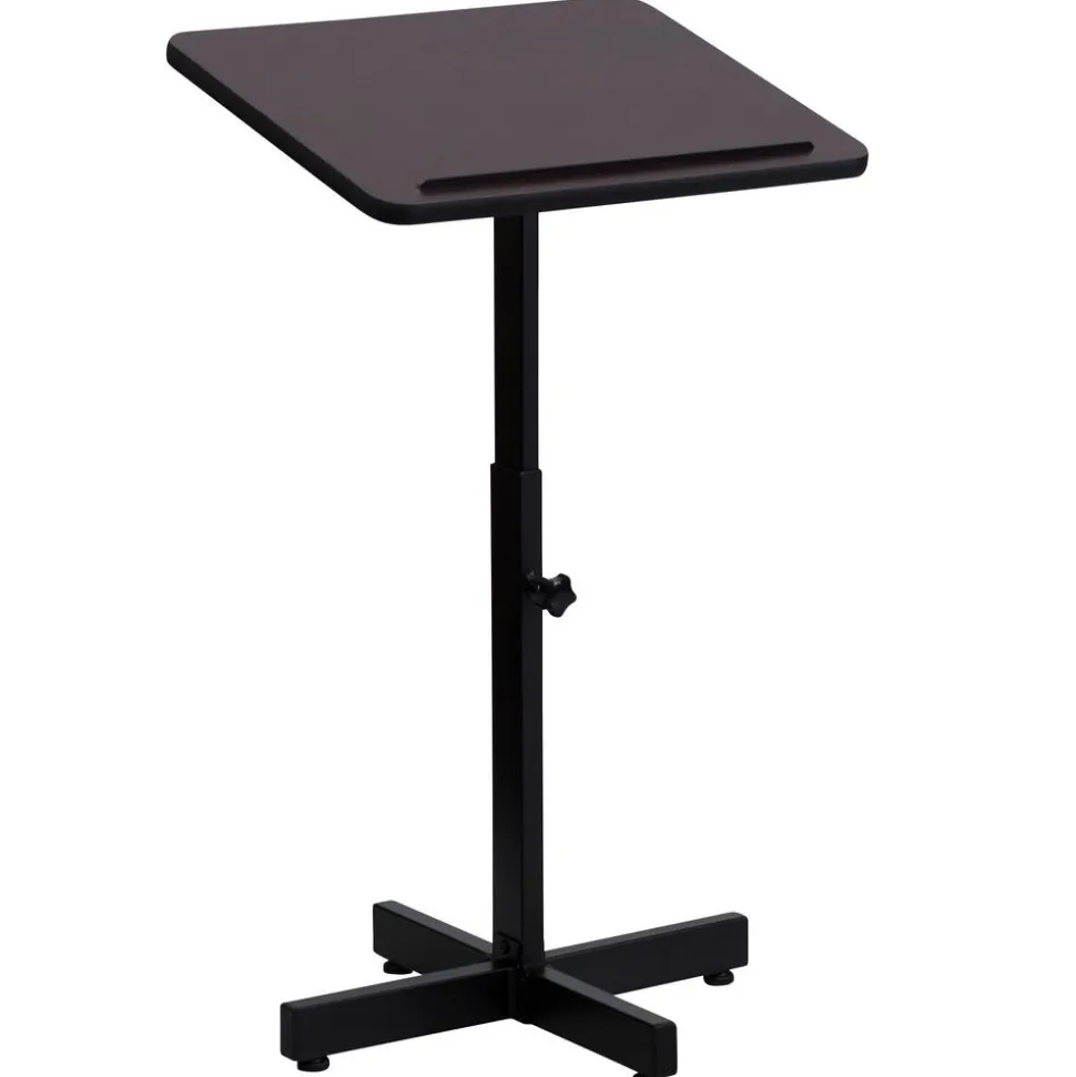 Adjustable Height Mahogany Metal Lectern
