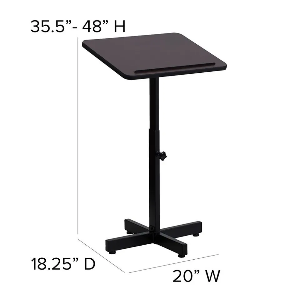 Adjustable Height Mahogany Metal Lectern