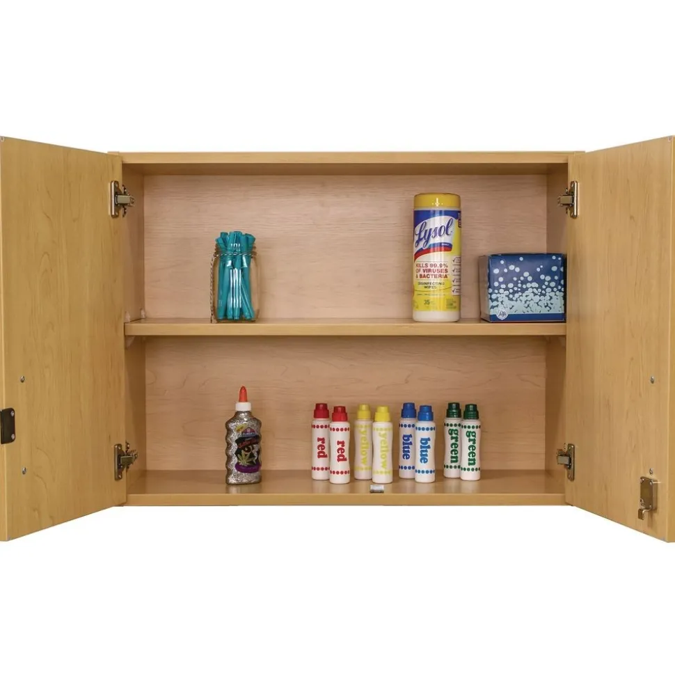 Adjustable 2-Shelf Locking Wall Storage - Maple/Maple, Assembled