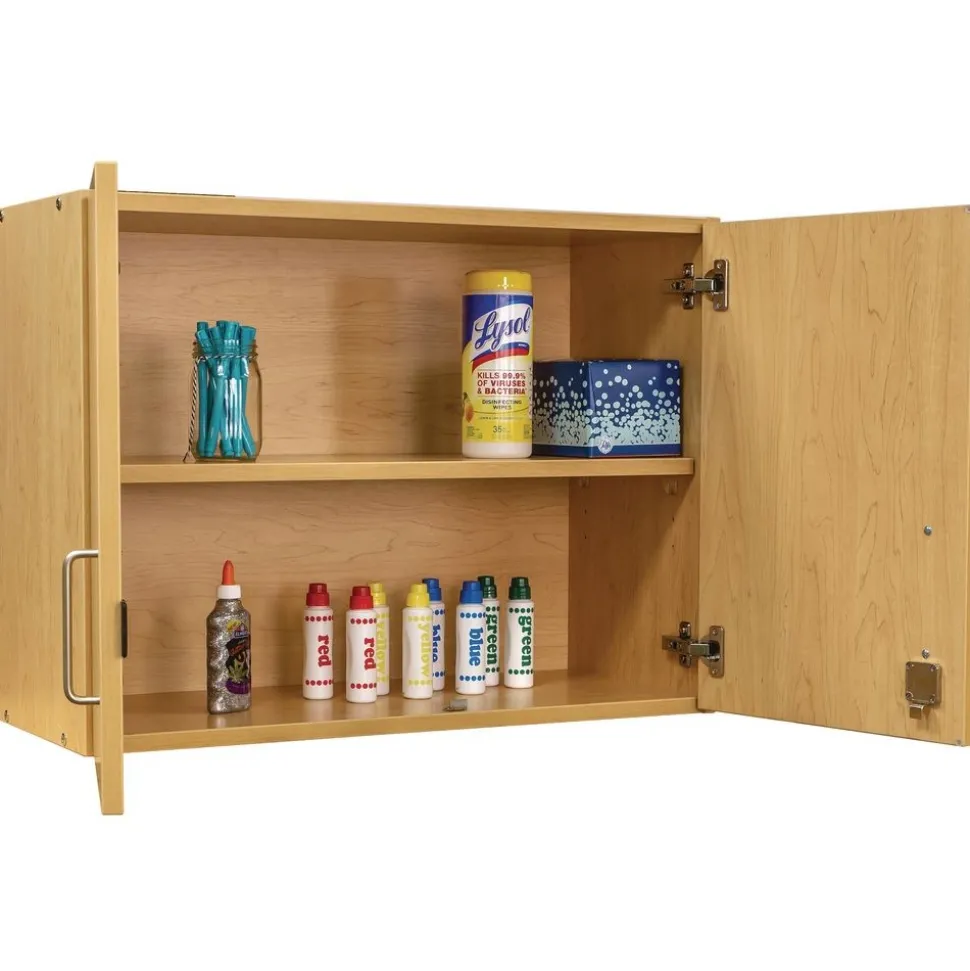 Adjustable 2-Shelf Locking Wall Storage - Maple/Maple, Assembled