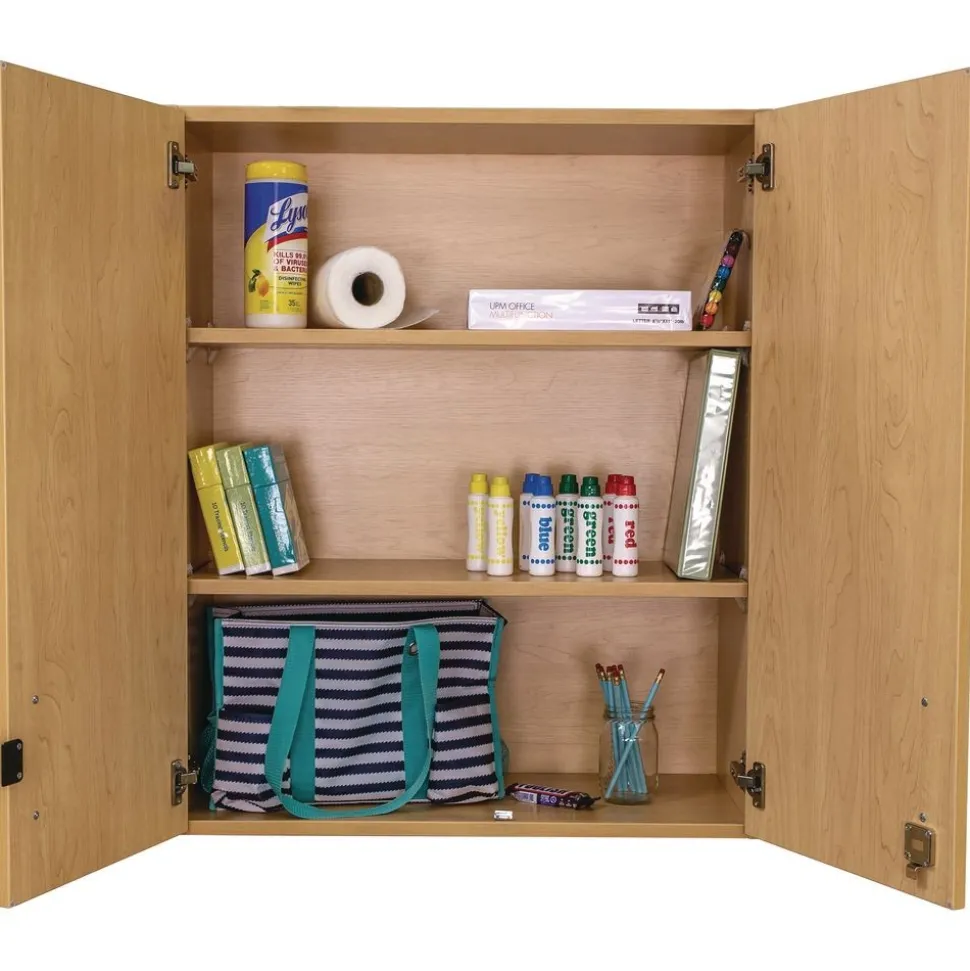 Adjustable 3-Shelf Locking Wall Storage - Maple/Maple, Assembled