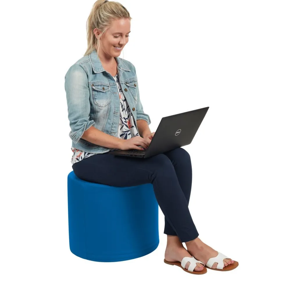 Adult SoftScape 18" Round Ottoman 16" Height, 2-Piece - Emerald/Gray