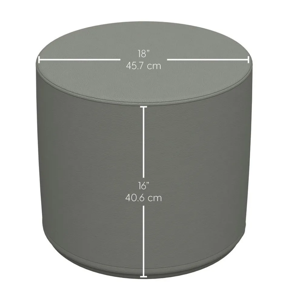 Adult SoftScape 18" Round Ottoman 16" Height, 2-Piece - Emerald/Gray