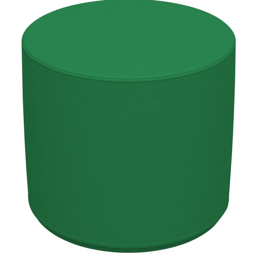 Adult SoftScape 18" Round Ottoman 16" Height, 2-Piece - Emerald/Gray