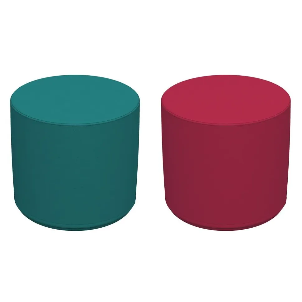 Adult SoftScape 18" Round Ottoman 16" Height, 2-Piece - Teal/Raspberry