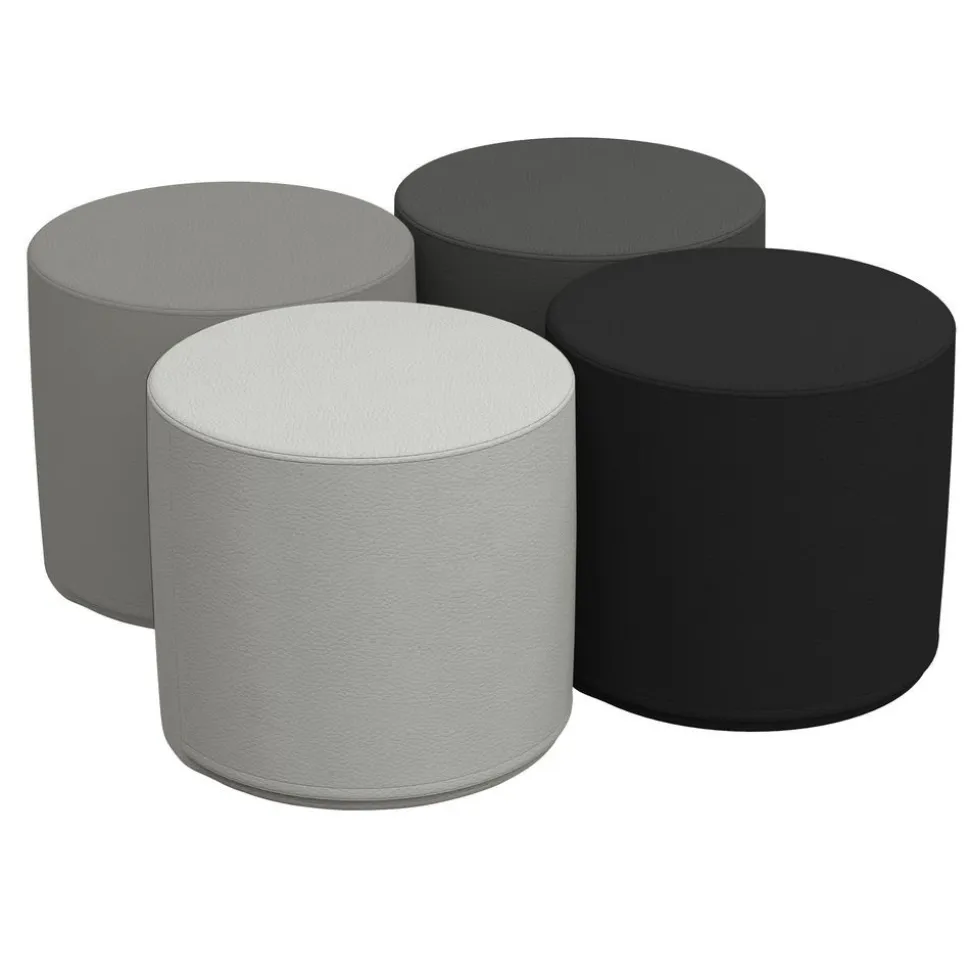 Adult SoftScape 18" Round Ottoman 16" Height, 4-Piece - Gray/Light Gray