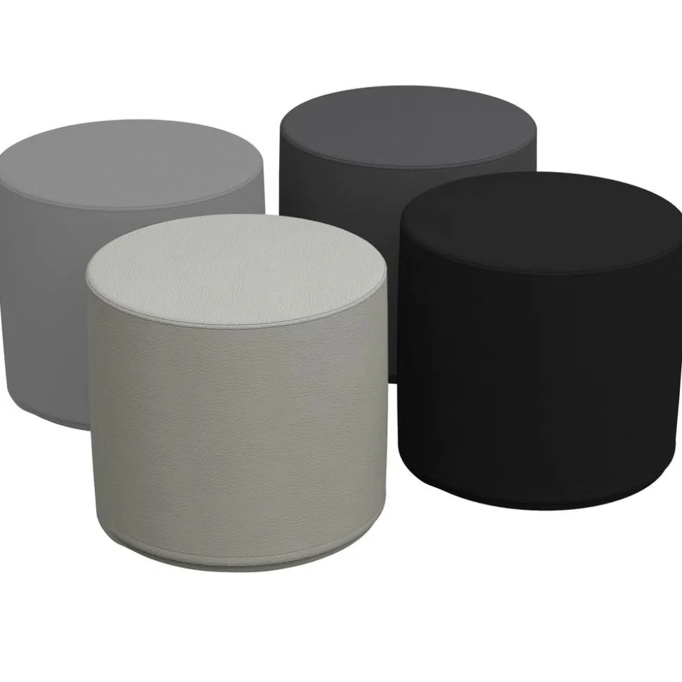 Adult SoftScape 18" Round Ottoman 16" Height, 4-Piece - Gray/Light Gray