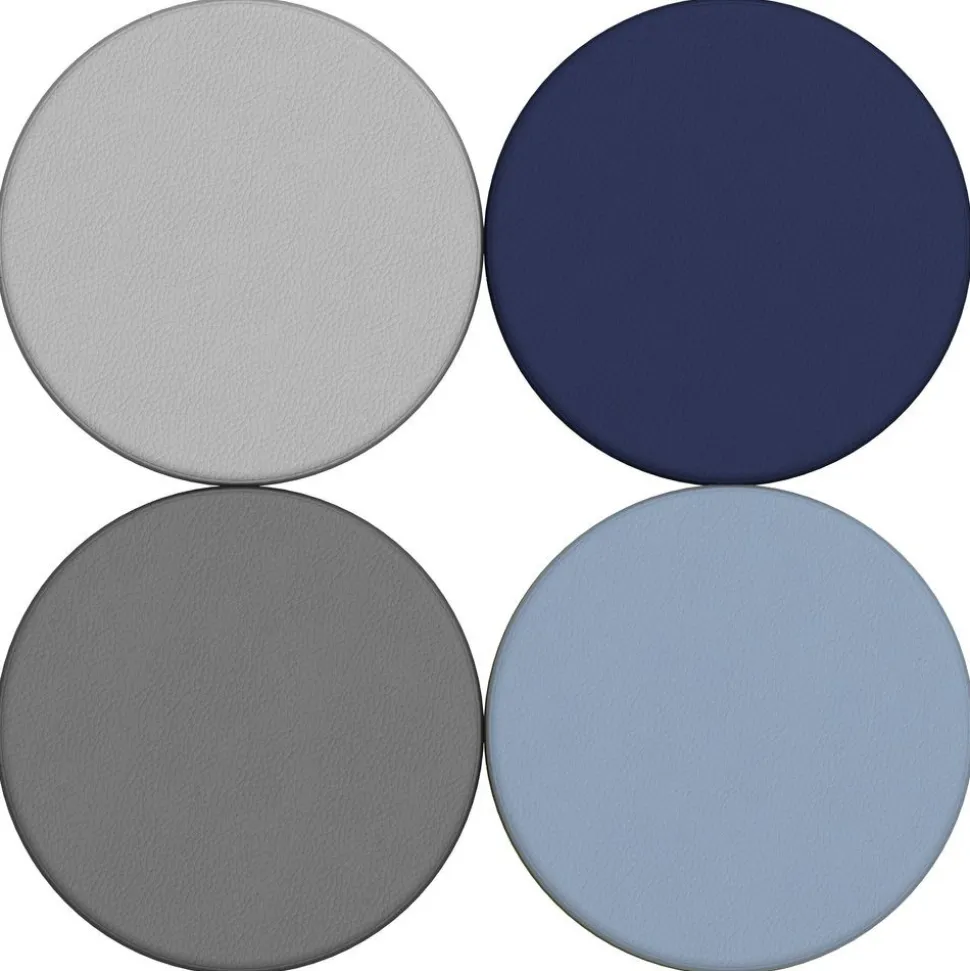 Adult SoftScape 18" Round Ottoman 16" Height, 4-Piece - Navy/Powder Blue