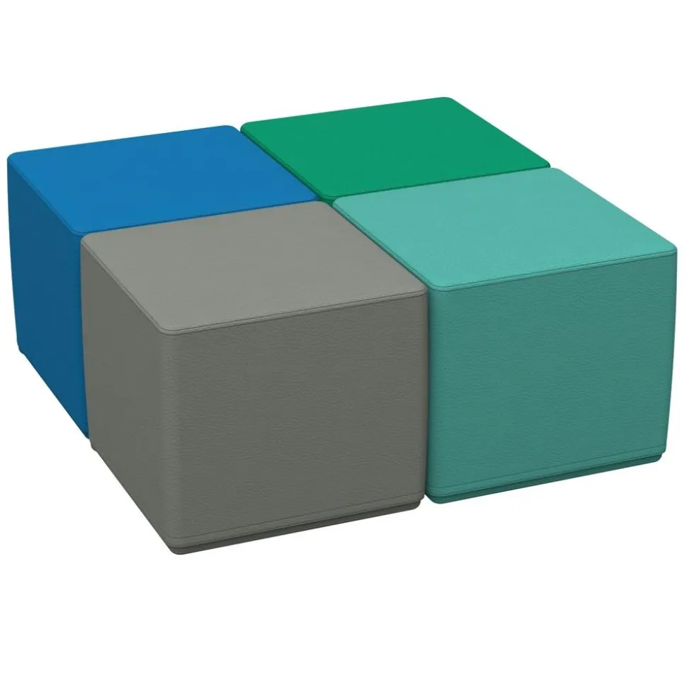 Adult SoftScape 18" Square Ottoman 16" Height, 4-Piece - Contemporary