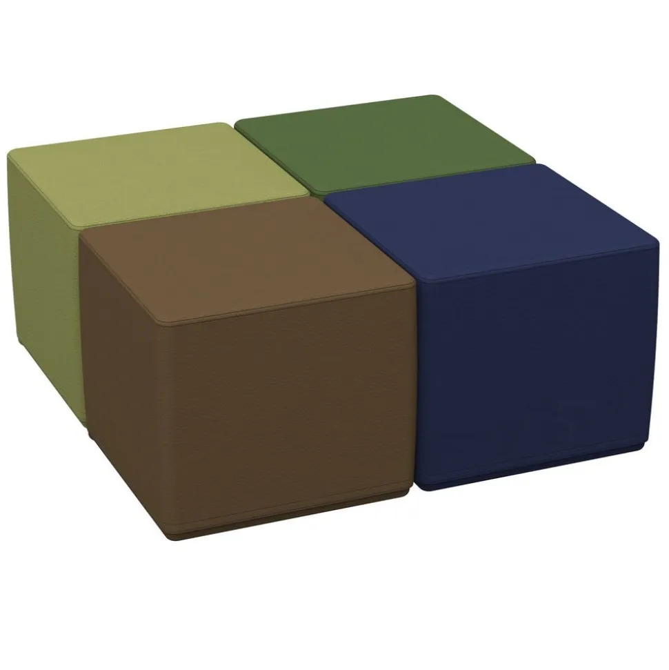 Adult SoftScape 18" Square Ottoman 16" Height, 4-Piece - Earthtone