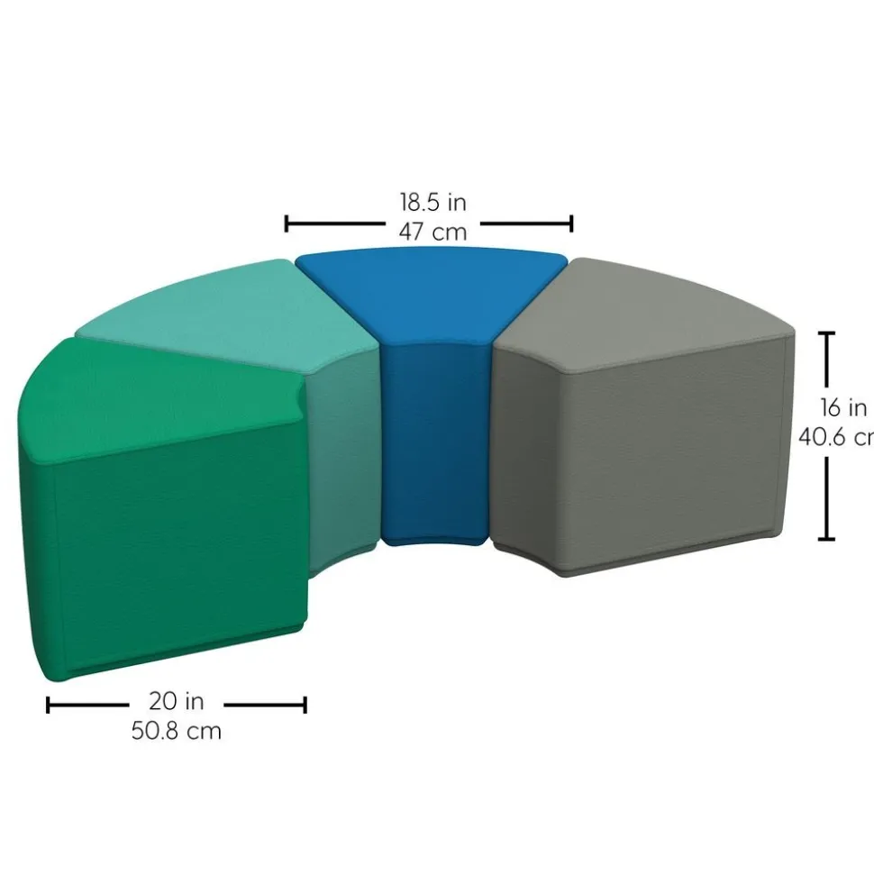 Adult SoftScape Wedge Ottoman 16" Height, 4-Piece - Contemporary