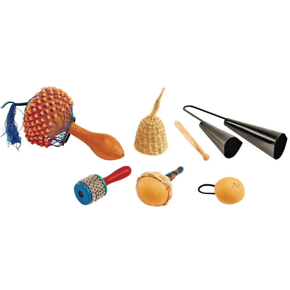 African Bolga Market Basket and Set of 6 African Music Instruments