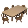 Angeles® BaseLine® Rectangular Toddler Table & Chair Set - 60"L x 30"W x 12"H Table w/ 6 Chairs, Natural