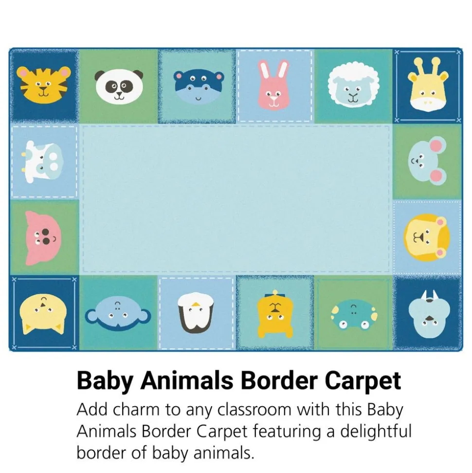 Baby Animals Border 6' x 9' Rectangle KIDSoft Premium Carpet