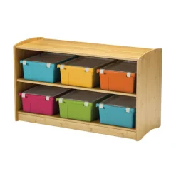 Bamboo Shelving Unit with 6 Large Tubs- Vibrant Combo