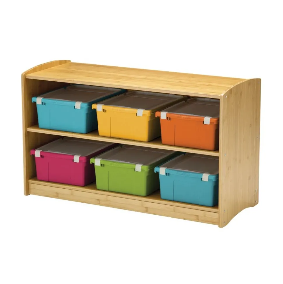 Bamboo Shelving Unit with 6 Large Tubs- Vibrant Combo