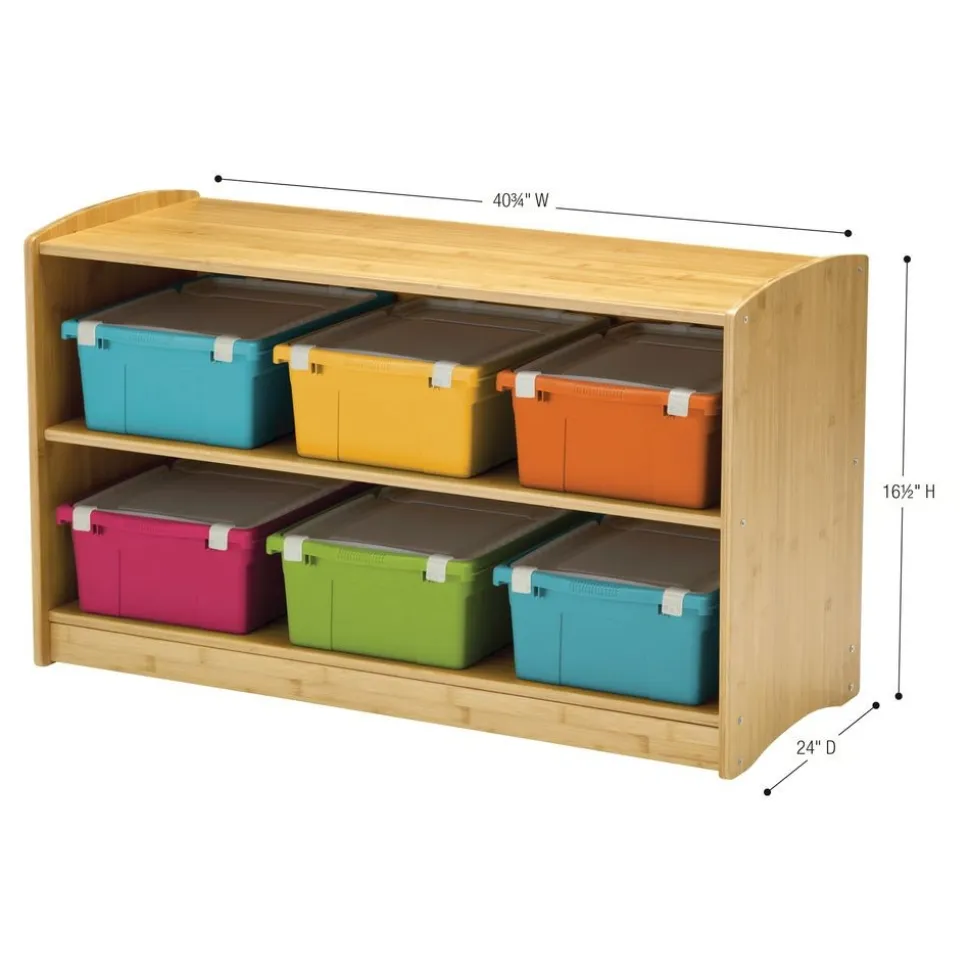 Bamboo Shelving Unit with 6 Large Tubs- Vibrant Combo