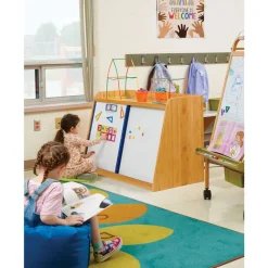 Bamboo Write and Store Shelf with 2 boards and 4 Tubs- Vibrant Combo