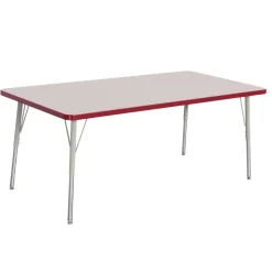 Berries® 30" x 60" Rectangle Activity Table, 24" - 31" Leg Height - Red