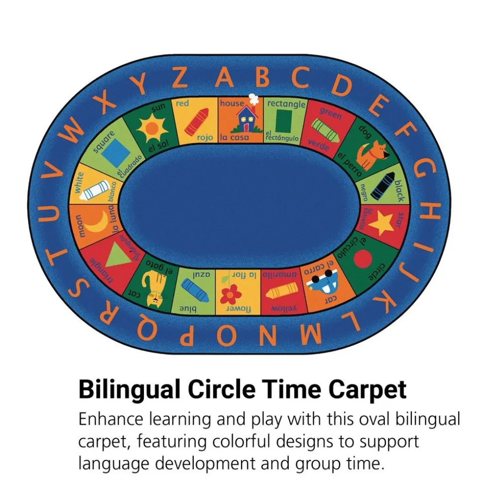 Bilingual Circletime 6'9" x 9'5" Oval Premium Carpet