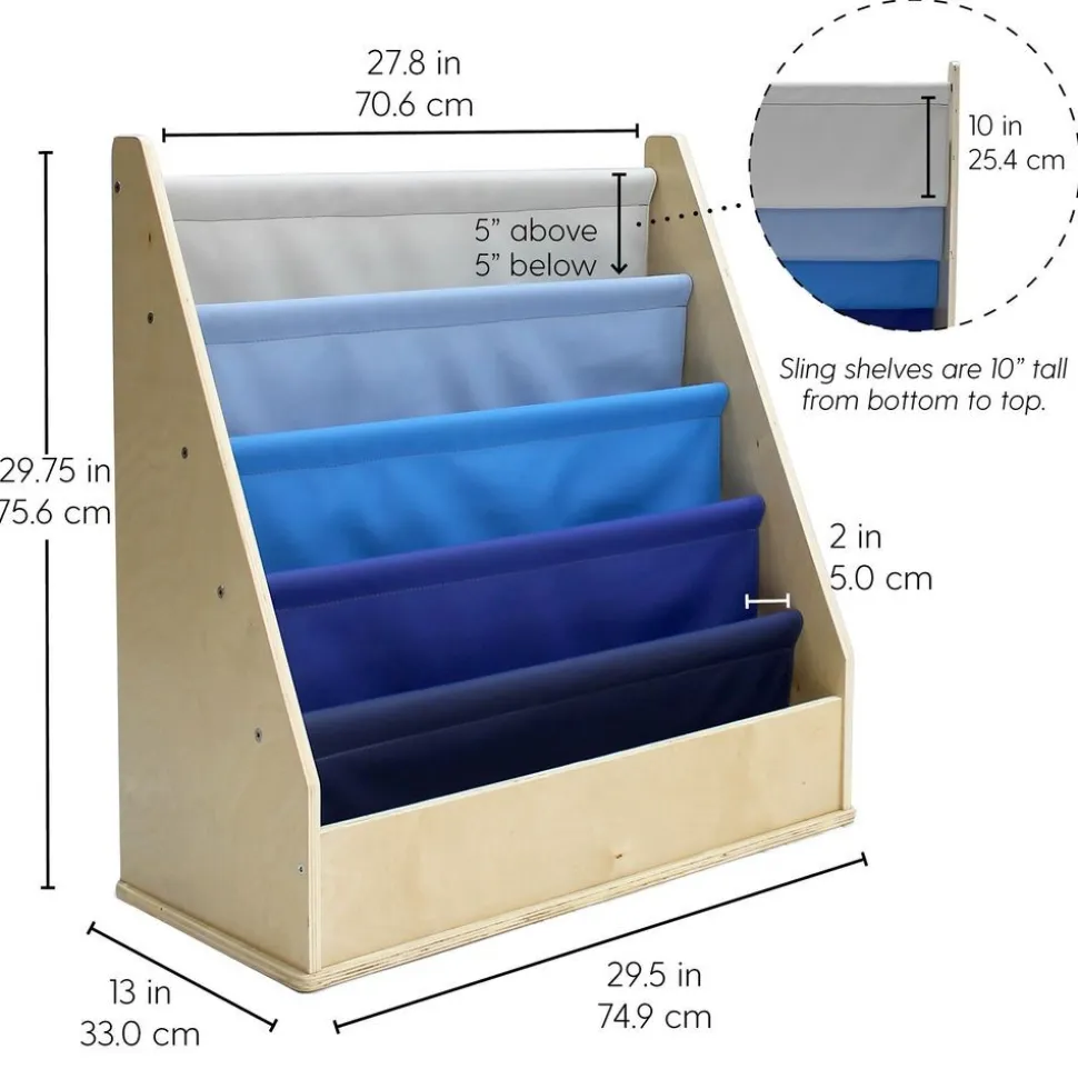 Birch Sling Book Display - Navy/Powder Blue