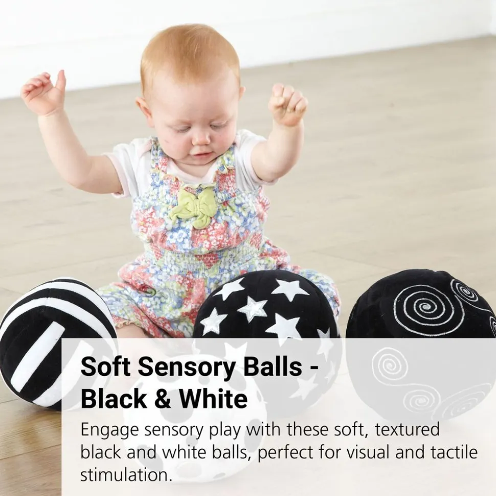 Black and White Soft Sensory Balls - Set of 4