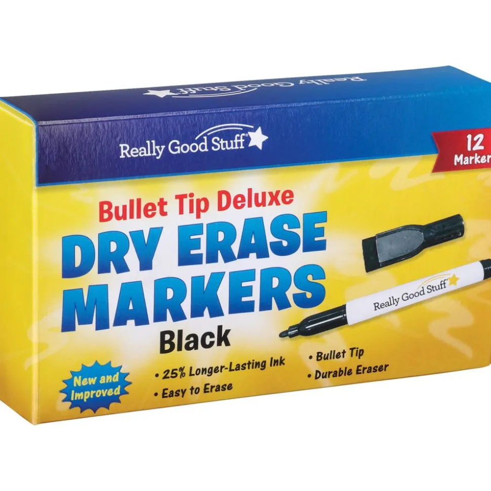 Black Bullet Tip Deluxe Dry Erase Markers - 12 markers