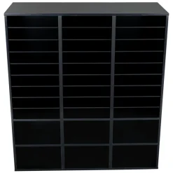 Black 27-Slot Mail And Supplies Center With 27 Trays, 6 Cubbies, And Baskets Grouping - 1 mail center, 27 trays, 6 baskets