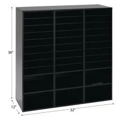 Black 27-Slot Mail And Supplies Center With 6 Cubbies And Baskets 6 Colors