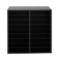 Black 18-Slot Mail Center With Trays 6 Colors