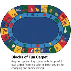 Blocks of Fun 6'9" x 9'5" Oval Premium Carpet