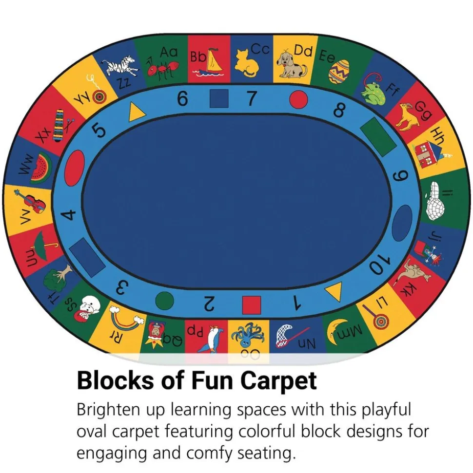 Blocks of Fun 6'9" x 9'5" Oval Premium Carpet