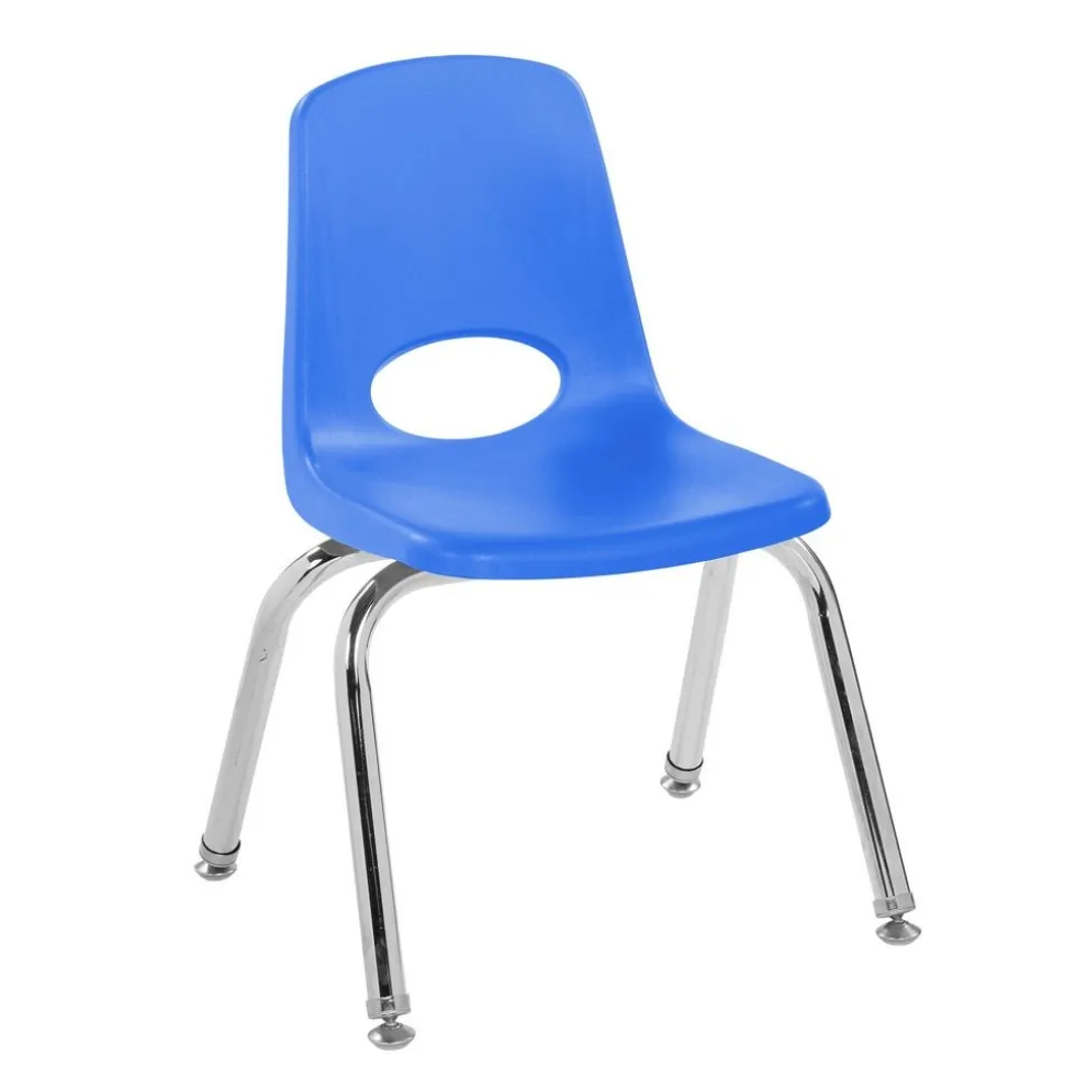 12" Blue Stack Chair with Swivel Glides - 6 Pack