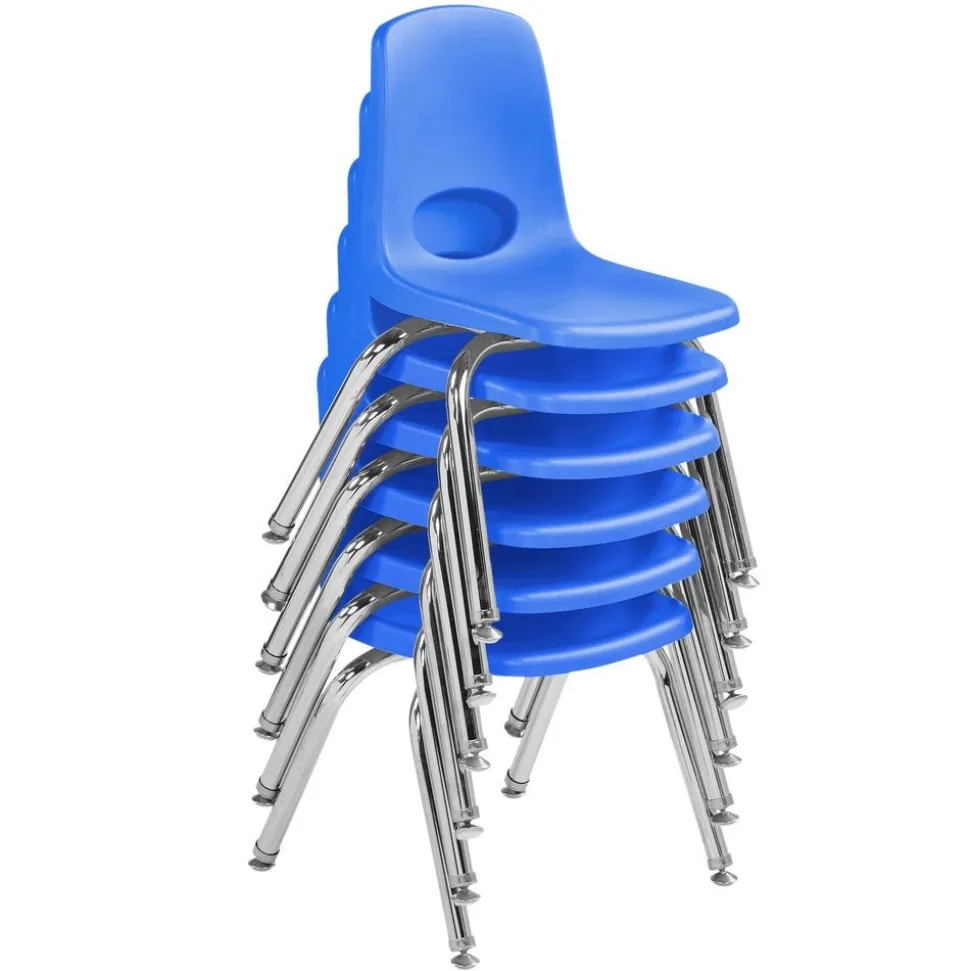12" Blue Stack Chair with Swivel Glides - 6 Pack