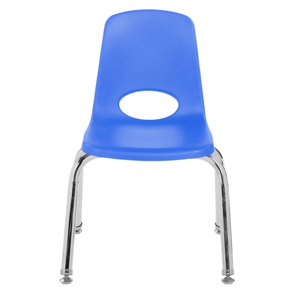 12" Blue Stack Chair with Swivel Glides - 6 Pack