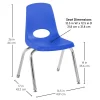 14" Blue Stack Chair with Swivel Glides - 6 Pack