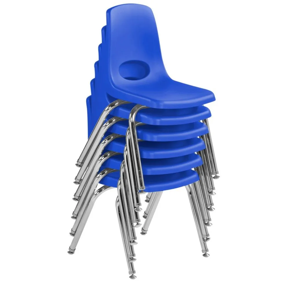 14" Blue Stack Chair with Swivel Glides - 6 Pack