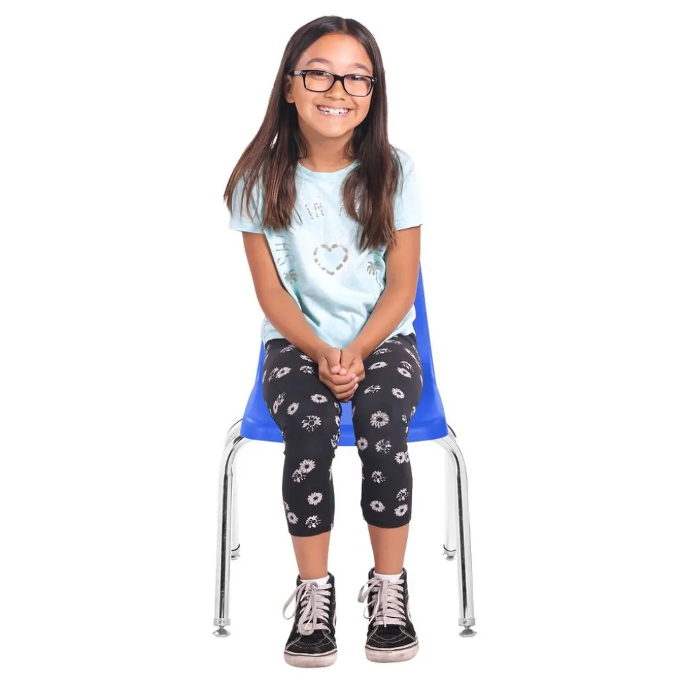 14" Blue Stack Chair with Swivel Glides - 6 Pack