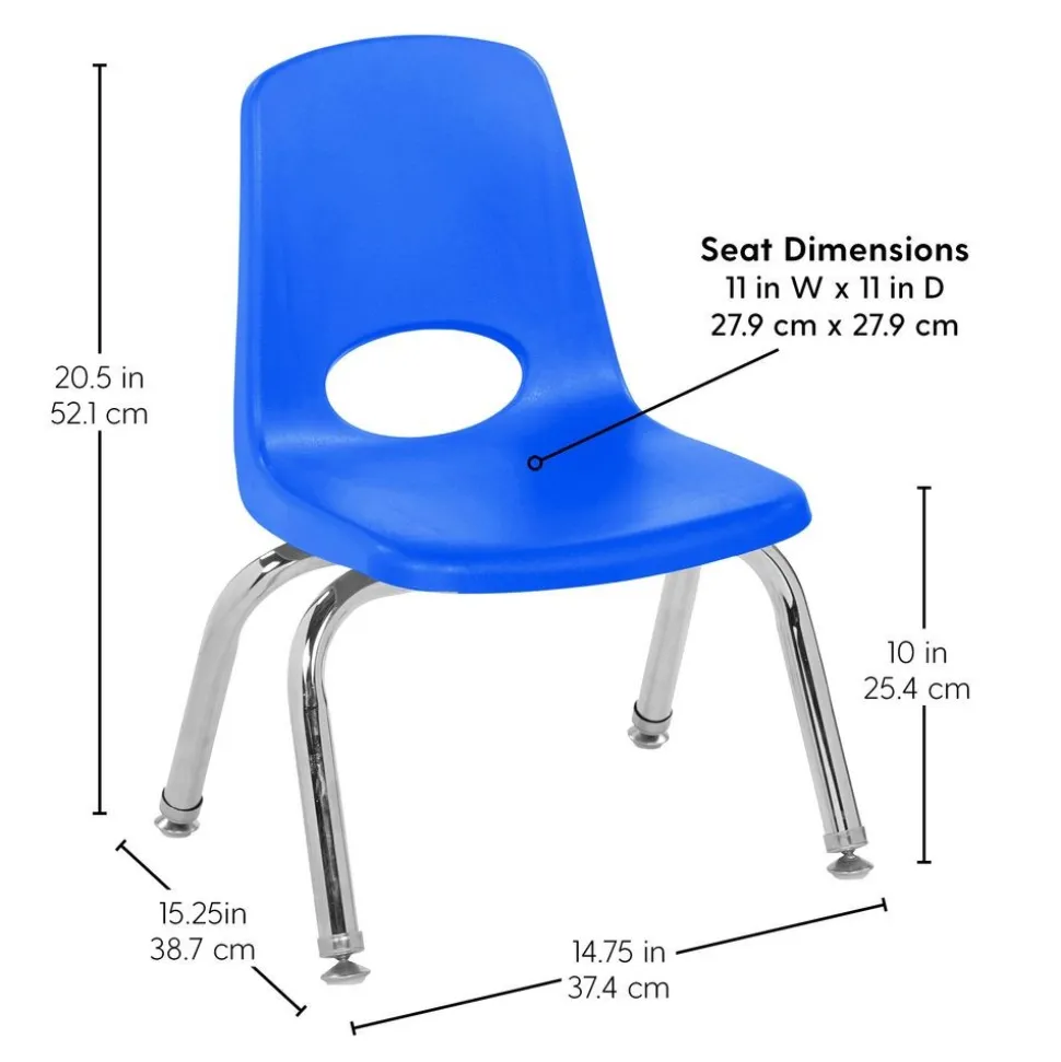10" Blue Stack Chair with Swivel Glides - 6 Pack