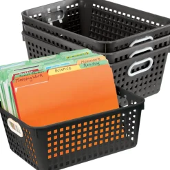 Book Baskets, Large Rectangle - Black - 4 baskets