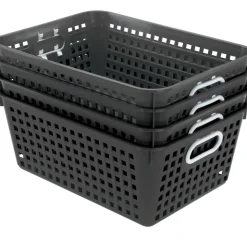 Book Baskets, Large Rectangle - Black - 4 baskets