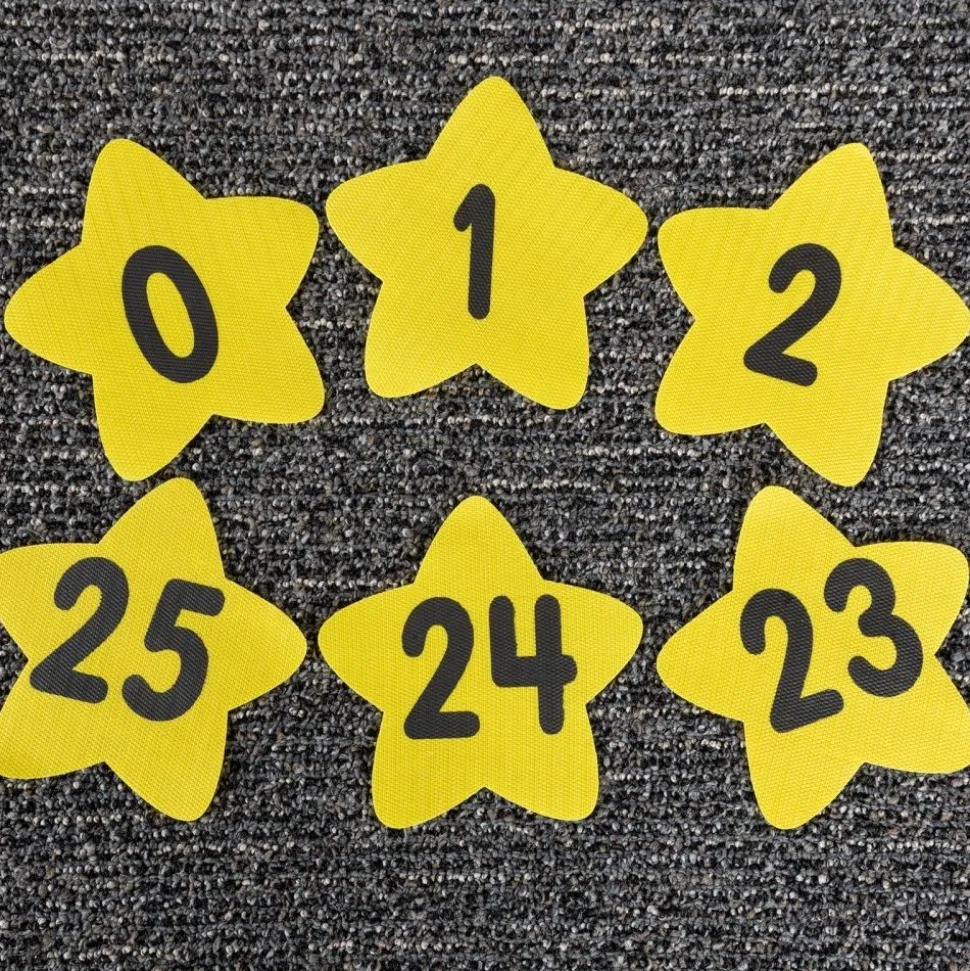 Carpet Mark-Its Move And Groove! Numbers Through 25 Task Cards Kit - 26 carpet spots, 20 task cards