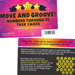 Carpet Mark-Its Move And Groove! Numbers Through 25 Task Cards Kit - 26 carpet spots, 20 task cards