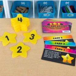 Carpet Mark-Its Move And Groove! Numbers Through 25 Task Cards Kit - 26 carpet spots, 20 task cards